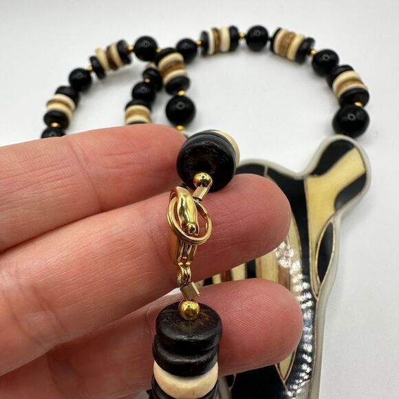 Vintage Lee Sands African Art Zebra Motif Necklace - Picture 2 of 11